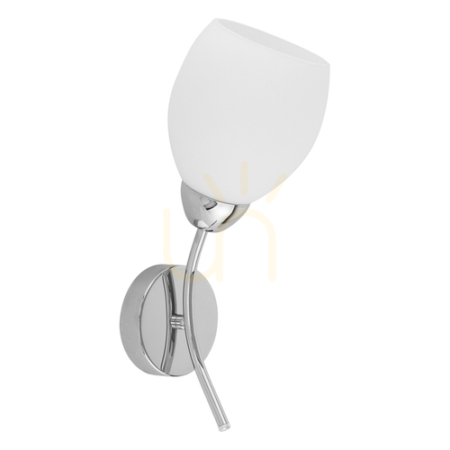 Kontrola Nástěnné svítidlo Parma, 1xE27, Max. 60 W, chromovaný kov / bílé skleněné stínidlo, 16 cm