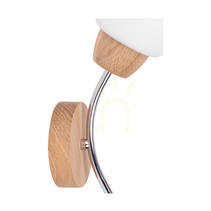 Nástěnné svítidlo Parma Wood, 1xE27, max.. 60 W, olejovaný dub / chromovaný kov / bílý skleněný stínidlo 16 cm small 2