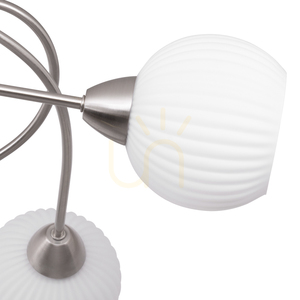 Stropní svítidlo Pavia, 5xE27, Max. 60 W, saténový kov / bílé skleněné stínidlo, Ø 65 cm small 2