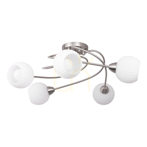 Stropní svítidlo Pavia, 5xE27, Max. 60 W, saténový kov / bílé skleněné stínidlo, Ø 65 cm small 0