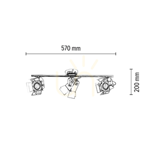 Fotografické stropní svítidlo, obsahuje 3 LED žárovky GU10, max.. 5 W, chromovaný kov, 57 cm small 4