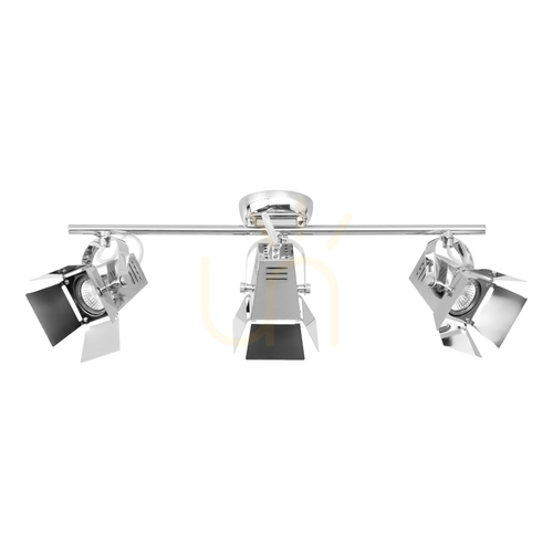 Kontrola Fotografické stropní svítidlo, obsahuje 3 LED žárovky GU10, max.. 5 W, chromovaný kov, 57 cm