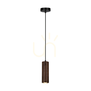 Závěsné svítidlo ve tvaru trubky, včetně 1 ks LED žárovky GU10 (max.. 5 W), bukové a ořechové dřevo / černý kov / černý PVC kabel, Ø 10 cm small 1