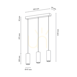 Trubkové závěsné svítidlo, včetně 3 LED žárovek GU10 (max.. 5 W), bukové a ořechové dřevo / černý kov / černý PVC kabel (46 cm) small 5