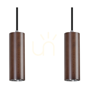 Trubkové závěsné svítidlo, včetně 4 LED žárovek GU10 (max.. 5 W), bukové a ořechové dřevo / černý kov / černý PVC kabel (75 cm) small 1