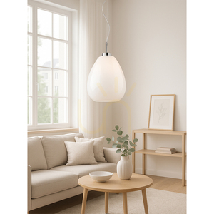 Závěsné svítidlo Piro, 1xE27, Max. 60 W, chromovaný kov / průhledný PVC kabel / bílé skleněné stínidlo, Ø 25 cm small 1