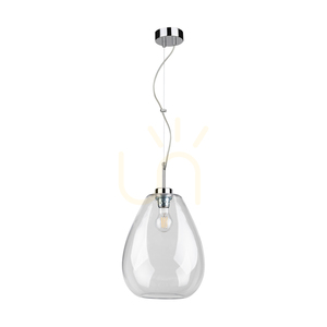Závěsné svítidlo Piro, 1xE27, Max. 60 W, chromovaný kov / kabel z průhledného PVC / stínidlo z průhledného skla, Ø 25 cm small 0