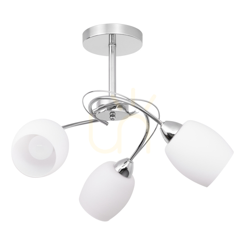 Kontrola Stropní svítidlo Pisa, 3xE27, Max. 60 W, chromovaný kov / bílé skleněné stínidlo, Ø 58 cm
