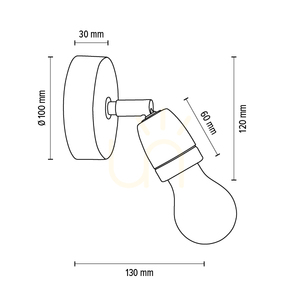 Nástěnné svítidlo Porcia, 1xE27, max.. 25 W, černozlatý kov / černá keramika, 13 cm small 4