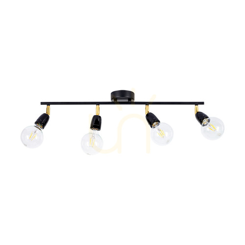 Kontrola Stropní svítidlo Porcia, 4xE27, Max. 25 W, černozlatý kov/černá keramika, 68 cm