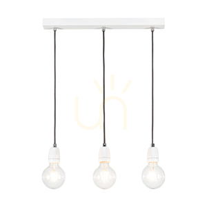 Závěsné svítidlo Porcia, 3xE27, Max. 60 W, bílý kov / antracitový opletený kabel / bílá keramika, 52 cm small 1