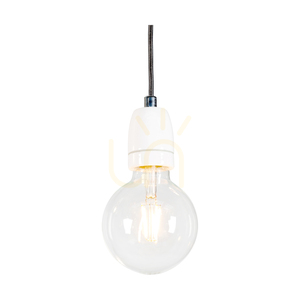 Závěsné svítidlo Porcia, 3xE27, Max. 60 W, bílý kov / antracitový opletený kabel / bílá keramika, 52 cm small 2