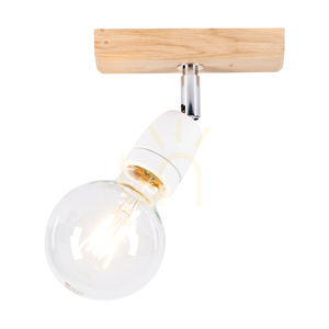 Nástěnné svítidlo Porcia z dřeva, 1xE27, max.. 25 W, olejovaný dub / chromovaný kov / bílá keramika, 13 cm small 1