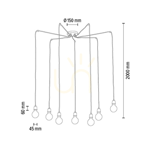 Závěsné svítidlo Porcia, 7xE27, Max. 60 W, bílý kov / antracitový opletený kabel / bílá keramika, Ø 15 cm small 4