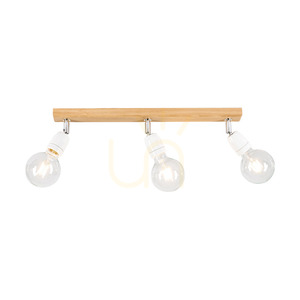 Stropní svítidlo Porcia Wood, 3xE27, Max. 25 W, olejovaný dub / chromovaný kov / bílá keramika, 52 cm small 1