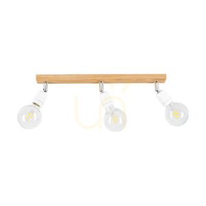 Stropní svítidlo Porcia Wood, 3xE27, Max. 25 W, olejovaný dub / chromovaný kov / bílá keramika, 52 cm small 0