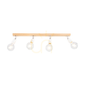 Stropní svítidlo Porcia Wood, 4xE27, Max. 25 W, olejovaný dub / chromovaný kov / bílá keramika, 75 cm small 1