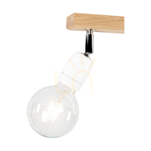 Stropní svítidlo Porcia Wood, 4xE27, Max. 25 W, olejovaný dub / chromovaný kov / bílá keramika, 75 cm small 2