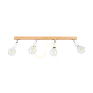 Stropní svítidlo Porcia Wood, 4xE27, Max. 25 W, olejovaný dub / chromovaný kov / bílá keramika, 75 cm small 0
