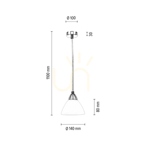 Závěsné svítidlo Praha, 1xE14, Max. 40 W, chromovaný kov / průhledný PVC kabel / bílé skleněné stínidlo, Ø 14 cm small 3
