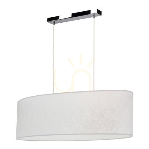 Kontrola Závěsné svítidlo Prata, 2xE27, Max. 40 W, chromovaný kov / průhledný PVC kabel / stříbrný stínidlo, 80 cm