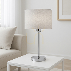 Stolní lampa Prata, 1xE27, Max. 40 W, chromovaný kov / průhledný PVC kabel / stříbrný stínidlo, Ø 25 cm small 1
