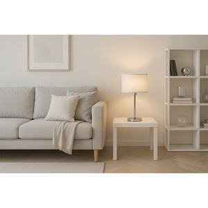 Stolní lampa Prata, 1xE27, Max. 40 W, chromovaný kov / průhledný PVC kabel / stříbrný stínidlo, Ø 25 cm small 5