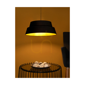 Závěsné svítidlo Preto Gold, 1xE27, Max. 60 W, černý kov / černý opletený kabel / černozlatý stínidlo, Ø 50 cm small 4