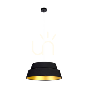 Závěsné svítidlo Preto Gold, 1xE27, Max. 60 W, černý kov / černý opletený kabel / černozlatý stínidlo, Ø 50 cm small 0