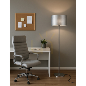Stojací lampa Prata, 1xE27, Max. 60 W, chromovaný kov / průhledný PVC kabel / stříbrný stínidlo, Ø 50 cm small 3