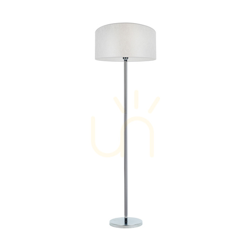Kontrola Stojací lampa Prata, 1xE27, Max. 60 W, chromovaný kov / průhledný PVC kabel / stříbrný stínidlo, Ø 50 cm