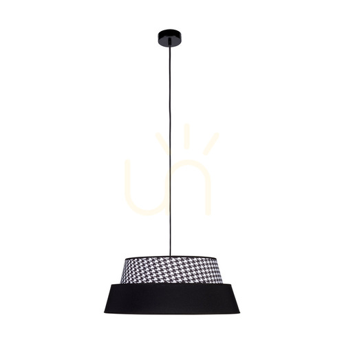 Kontrola Závěsné svítidlo „Preto Pepito“, 1xE27, Max. 60 W, černý kov / černý opletený kabel / stínidlo „Pepitka“ – černé, Ø 50 cm