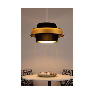 Závěsné svítidlo Preto Gold, 1xE27, Max. 60 W, černý kov / černý opletený kabel / černozlatý stínidlo, Ø 55 cm small 2