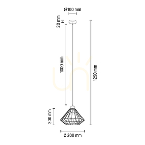 Závěsné svítidlo Raquelle, 1xE27, Max. 60 W, černý kov / černý PVC kabel / černý kovový stínidlo, Ø 30 cm small 2