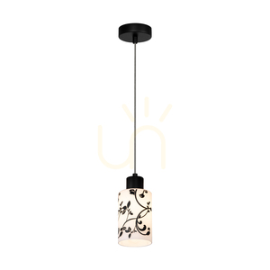 Závěsné svítidlo Ravio, 1xE27, Max. 60 W, černý kov / průhledný PVC kabel / bílo-černý skleněný stínidlo, Ø 9,5 cm small 1