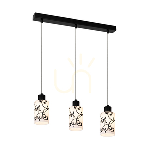Závěsné svítidlo Ravio, 3xE27, Max. 60 W, černý kov / průhledný PVC kabel / bílo-černý skleněný stínidlo, 55 cm small 1