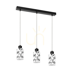 Závěsné svítidlo Ravio, 3xE27, Max. 60 W, černý kov / průhledný PVC kabel / bílo-černý skleněný stínidlo, 55 cm small 0