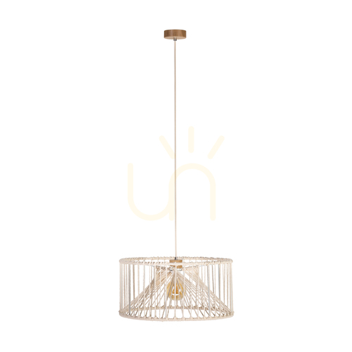 Kontrola Závěsné svítidlo Reve, 1xE27, Max. 15 W LED, olejovaný dub/přírodní, pletený kabel/krémově zbarvená pletená bavlněná šňůra, Ø 50 cm