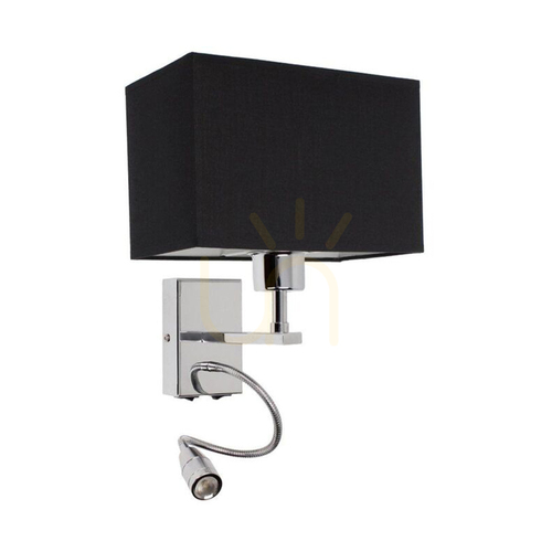 Kontrola Nástěnné svítidlo Relax 1xE27 Max. 25 W, obsahuje 1 ks LED 4000 K 2,5 W, chromovaný kov/černá, stínidlo 22,5 cm