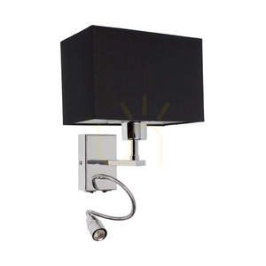 Nástěnné svítidlo Relax 1xE27 Max. 25 W, obsahuje 1 ks LED 4000 K 2,5 W, chromovaný kov/černá, stínidlo 22,5 cm small 0