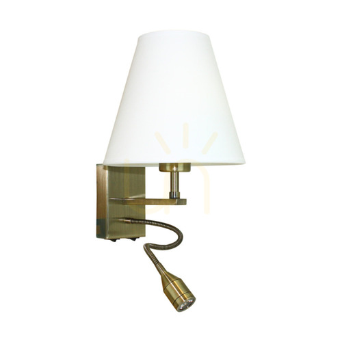 Kontrola Nástěnné svítidlo Relax: 1xE27 (max.. (60 W), 1× LED 3000 K 1 W, kovová patina/bílá, stínidlo 25 cm