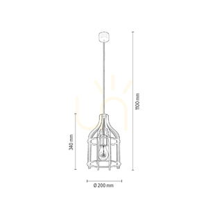 Závěsné svítidlo Riana, 1xE27, Max. 60 W, černý kov / černý PVC kabel, Ø 20 cm small 2