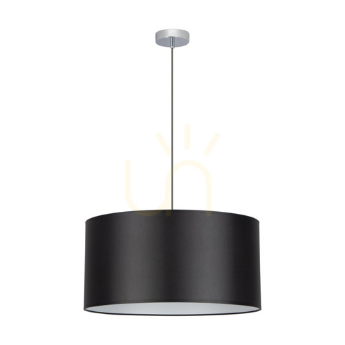 Kontrola Závěsné svítidlo Rima, 1xE27, Max. 60 W, chromovaný kov / antracitový opletený kabel / černý stínidlo, Ø 50 cm