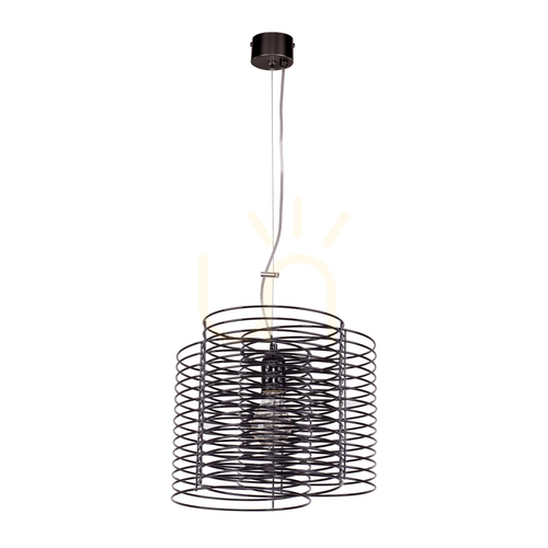 Kontrola Závěsné svítidlo Ringo, 1xE27, Max. 60 W, černý kov / černý PVC kabel, Ø 28 cm