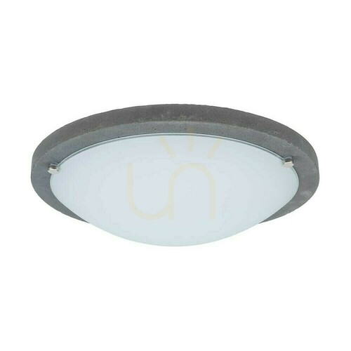 Kontrola Stropní svítidlo Rocky, 1xLED, 2700 K, 18 W, betonově šedé/bílý skleněný stínidlo, Ø 45 cm