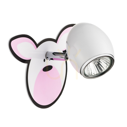 Kontrola Nástěnné svítidlo Rubby, 1xGU10, Max. 50 W, bílý/chromovaný kov s motivem králíka, 20 cm