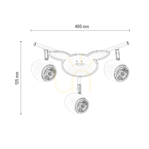Stropní svítidlo Rubby, 3xGU10, Max. 50 W, bílý/chromovaný kov s motivem králíka, Ø 40 cm small 2