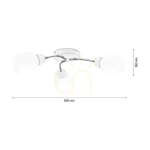 Stropní svítidlo Santa, 3xE27, Max. 60 W, bříza/chromovaný kov/bílý skleněný stínidlo, Ø 60 cm small 2