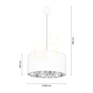 Závěsné svítidlo Separato In Bianco, 1xE27, Max. 60 W, bílý plast / bílý PVC kabel / krémovo-černý stínidlo, Ø 40 cm small 3