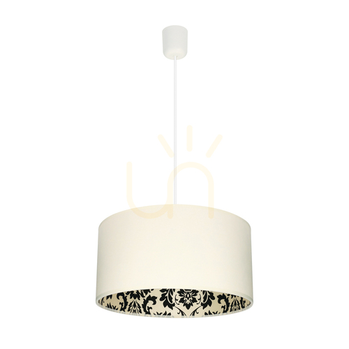 Kontrola Závěsné svítidlo Separato In Bianco, 1xE27, Max. 60 W, bílý plast / bílý PVC kabel / krémovo-černý stínidlo, Ø 40 cm